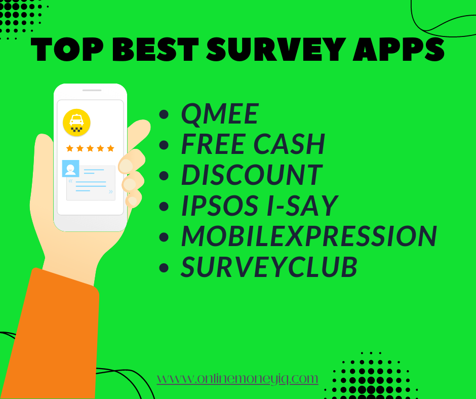 Best Survey App for earning money -2 green background image with 1 survey app icon